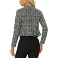 thumbnail image 3 of BLAZER DE TWEED PARA MUJER CHIC INSPIRADOR CON CUELLO ALTO, CORTO Y ABIERTO, NEGRO, 3 of 6