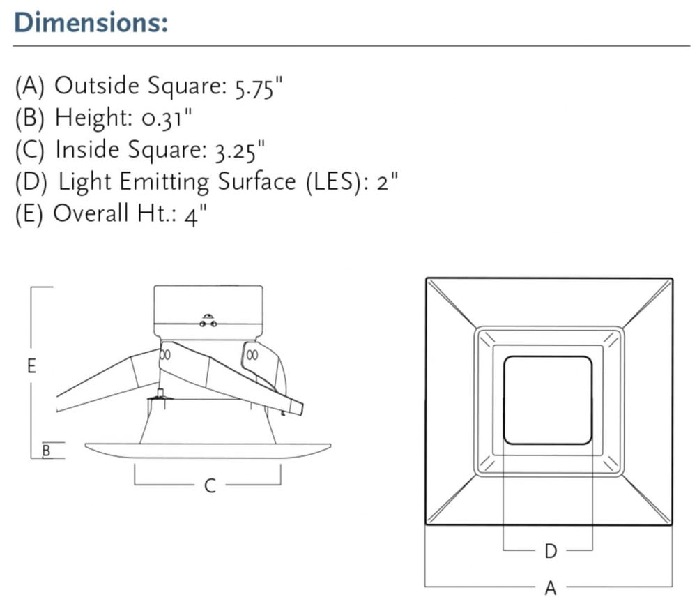 5" LED Square Recessed trim