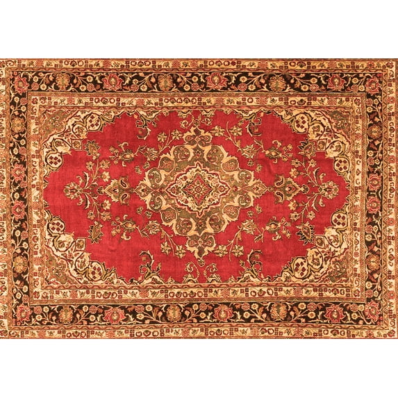 Ahgly Company Indoor Rectangle Medallion Orange Traditional Area Rugs, 5' x 8'