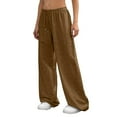 thumbnail image 6 of Baggy Sweatpants, Audhol Womens Wide Leg Sweatpants Elastic Waist Baggy Sweatpants Comfy Soft Active Casual Loose Pants Sweatpants for Women Brown, L, 6 of 6