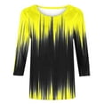 thumbnail image 5 of Fall Saving QUINDOS Shirts for Women 3/4 Sleeve Fall Tops for Women 2025 Loose Crew Neck Casual Tie Dye Yellow Tops, 5 of 5