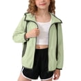 thumbnail image 2 of Girls Color Blocked Lightweight Jacket Kids Hooded Spring Fall Jackets with Pockets Summer Children's Sunscreen Clothes 5-16 Years, 2 of 5