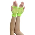 thumbnail image 3 of ToBeInStyle Women's Flounce Fishnet Gloves - Neon Green - One Size, 3 of 4