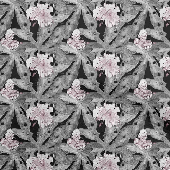 oneOone Polyester Spandex Black Fabric Tropical Floral Sewing Craft Projects Fabric Prints By Yard 56 Inch Wide