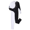thumbnail image 3 of iixpin Girls' Long Sleeve Unitard Full Length Jumpsuit One Piece Bodysuits Gymnastics Ballet Dance Leotard Black&White 12, 3 of 7