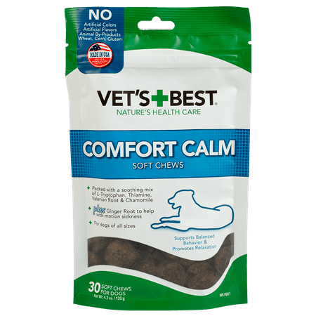 Vet's Best Comfort Calm Calming Soft Chews Dog Supplements, 30 Soft (Vets Best Travel Calm)