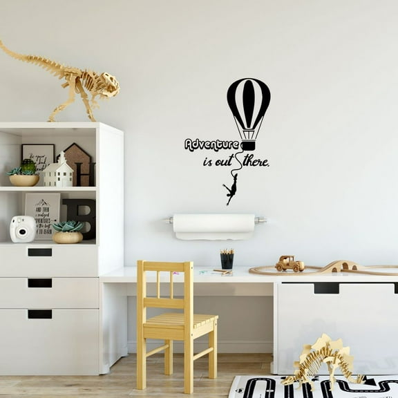 Adventure Quote Hot Air Balloon Quotes Wall Sticker Art Decal for Girls Boys Kids Room Bedroom Nursery Kindergarten Garage House Fun Home Decor Stickers Wall Art Vinyl Decoration Size (40x35 inch)