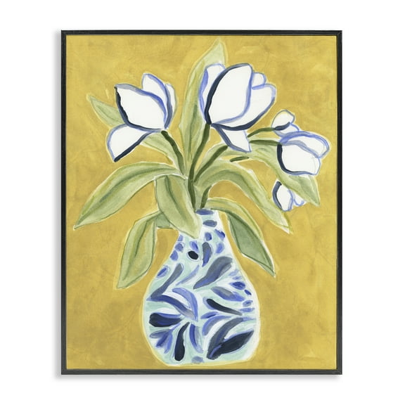 Stupell Industries Lively Tulips in Vase Floral Painting Black Framed Art Print Wall Art, 11 x 14