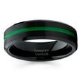 thumbnail image 2 of Green Tungsten Ring 6mm Black Tungsten Ring Anniversary Ring Green Wedding Band, 2 of 2
