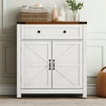 thumbnail image 2 of GZXS 30" Farmhouse Kitchen Cabinet with Barn Doors, Storage Drawer, Adjustable Shelf & Metal Handles, Multifunctional Buffet Sideboard for Coffee Bar, Living Room, Entryway (White), 2 of 7