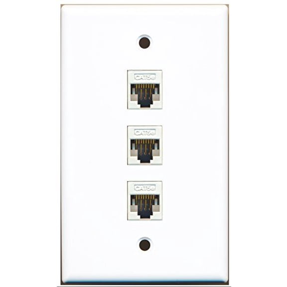 RiteAV - 3 Port Cat5e Ethernet White Wall Plate