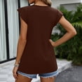 thumbnail image 3 of Qwertyu Womens Summer Tops Babydoll Ruffle Sleeve V Neck Elegant Ladies Tie Dye Shirts Spring Dressy Casual Blouses Brown M, 3 of 6