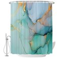 thumbnail image 2 of Teal Marble Shower Curtains for Bathroom, Abstract Art Modern Geometric Golden Waterproof Fabric Shower Curtain, Decorative Bathroom Curtain for Bathtub, 72"x78" , No Hooks Included, 2 of 9