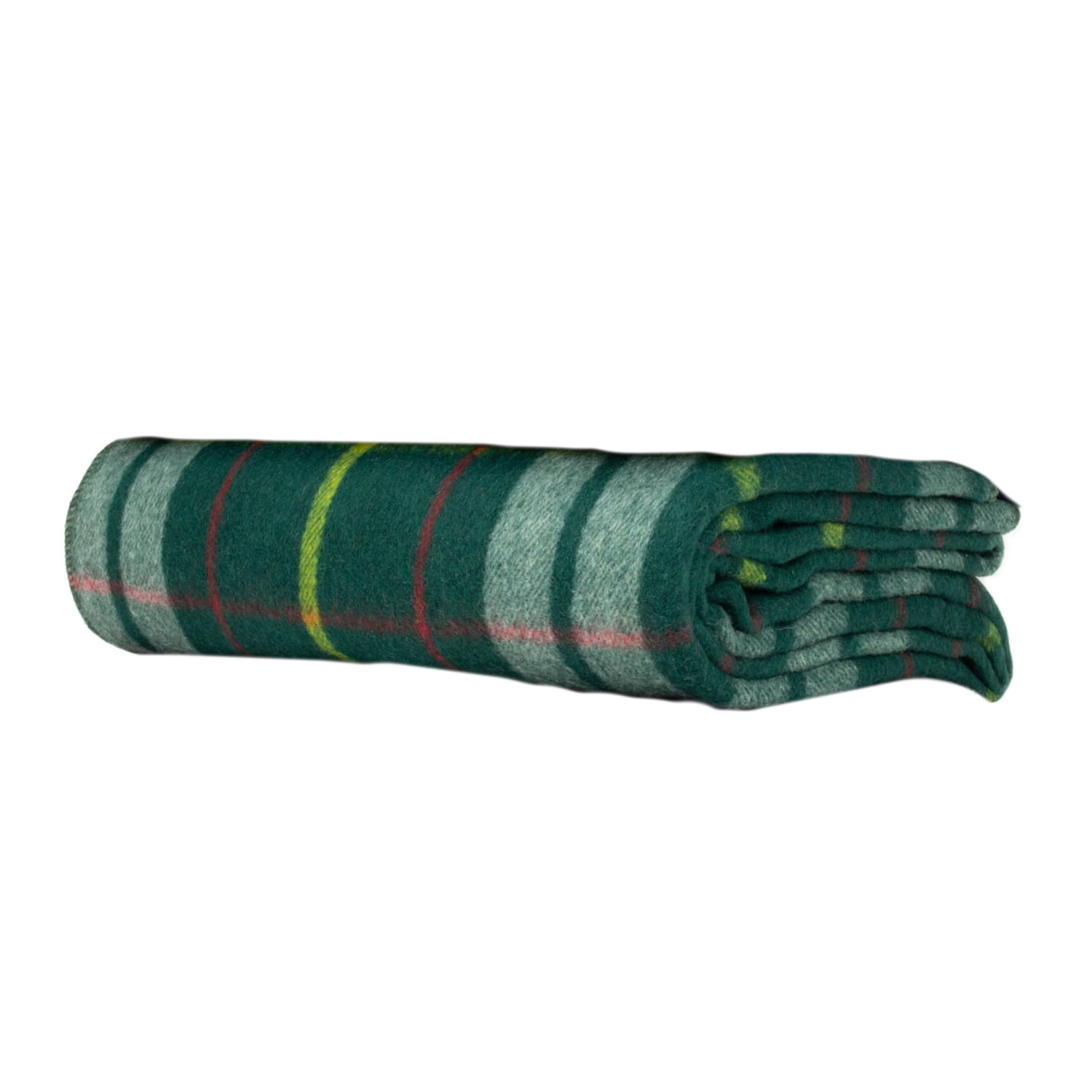 Swiss Link Military Surplus 90 x 62 Inch Classic Wool Plaid Blanket, Green
