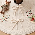 thumbnail image 4 of 24 Inch Mini Knit Christmas Tree Skirt for Tabletop Trees, Boho Cream White Cable Knit Skirt for 3-4 FT Small Trees, Neutral Farmhouse Xmas New Tear Tree Decorations, 4 of 6