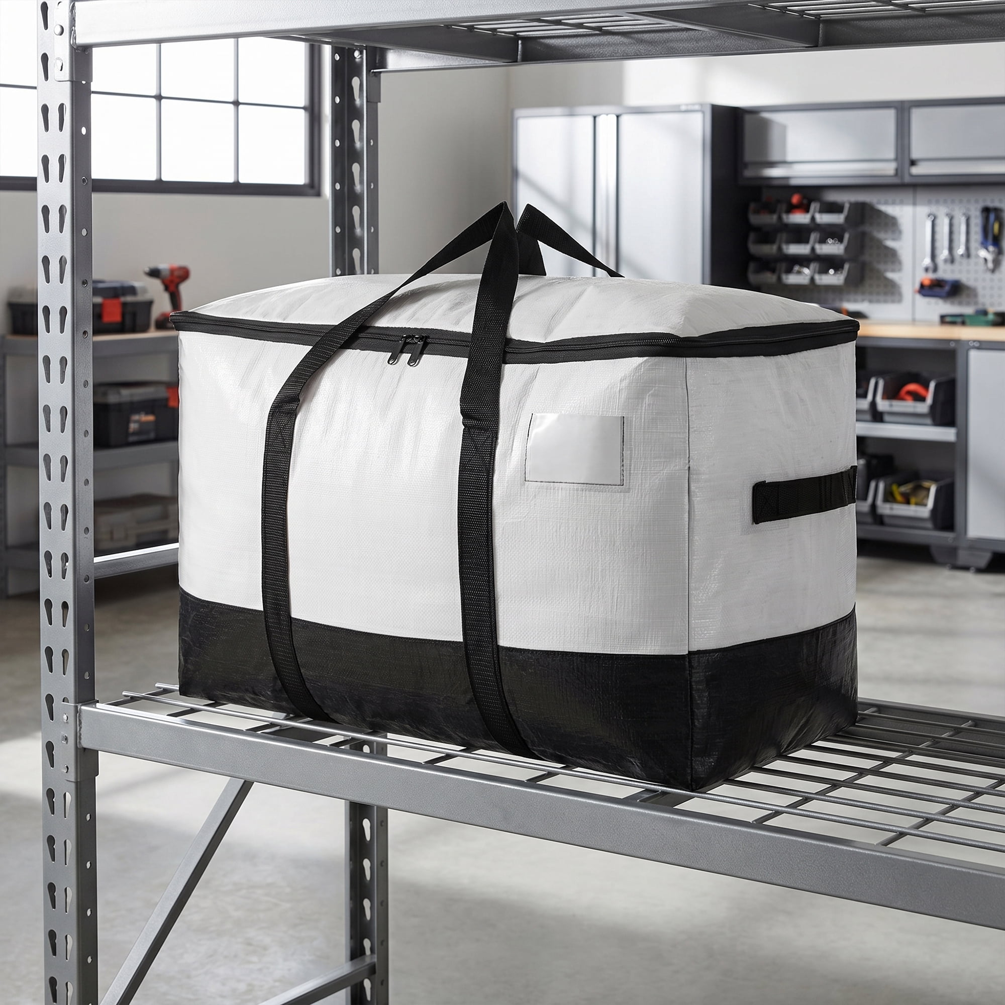 Clothes Storage Foldable Moving Bags for Organizing Clothing White Black 1Pcs