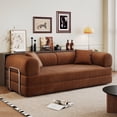 thumbnail image 2 of Convertible Floor Sofa Bed, 78.8" Compression Futon Couch Sleeper with Pillow Back Support, Corduroy Fabric Modular Sectional Loveseat for Living Room, Bedroom, Apartment, Brown, 2 of 9