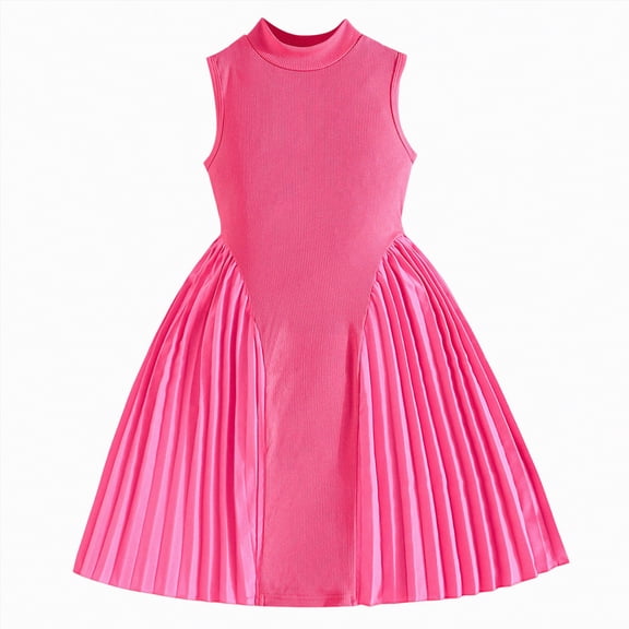 Ccpelsie Toddler Girls Tulle Dress Baby Girl Summer Dress Ruffle Sleeveless Birthday Party Princess Casual Tutu Sundress(Hot Pink,6-7 Years)