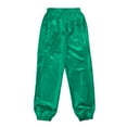 thumbnail image 4 of LiiYii Girls Boys Jazz Stage Performance Costume Shiny Hip Hop Street Dance Harem Pants Metallic Leggings Green 12, 4 of 5
