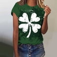 thumbnail image 1 of Uootdi T-Shirts à Manches Courtes pour Femmes Col Rond Trèfle Graphique Usé Hauts Décontractés pour Tous les Jours Cadeau de Célébration, 1 of 7