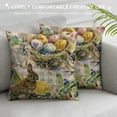 thumbnail image 3 of Awypu   Throw Pillow Cover Watercolor Easter Wreath Pattern Rabbit Chicken Lavender Willow Tulip Home Decor Pillowcase 16x16 Inch Cushion Cover for Sofa Couch Bed and Car, 3 of 5