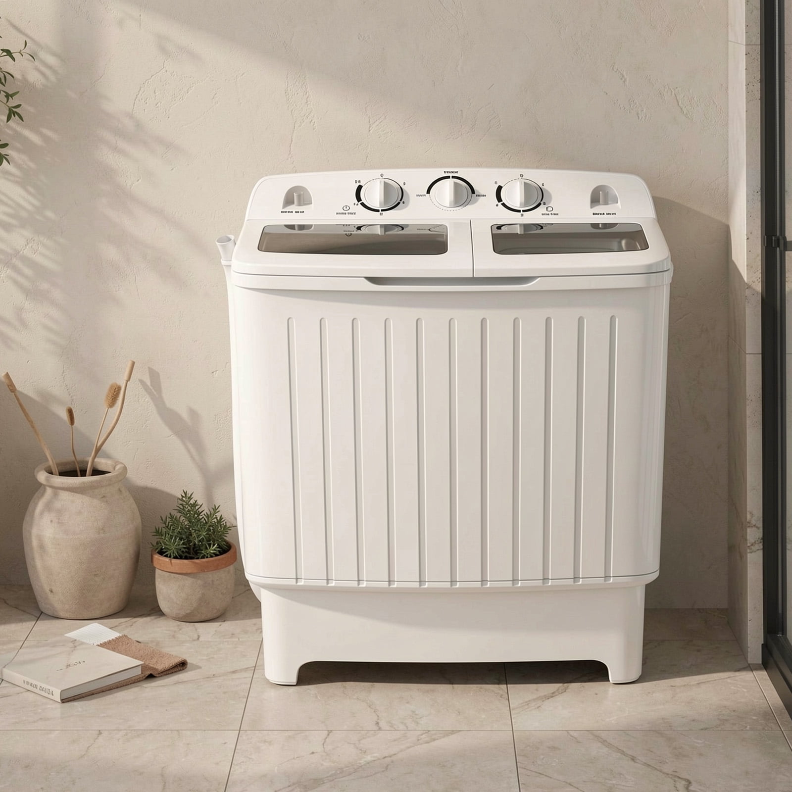 RUIE Portable Washing Machine,20 Lbs Twin Tub Washer with Gravity Drain and Dual Motors,12 Lbs Wash and 8 Lbs Spin,3 Modes,Compact Washer for Apartment Dorm RV