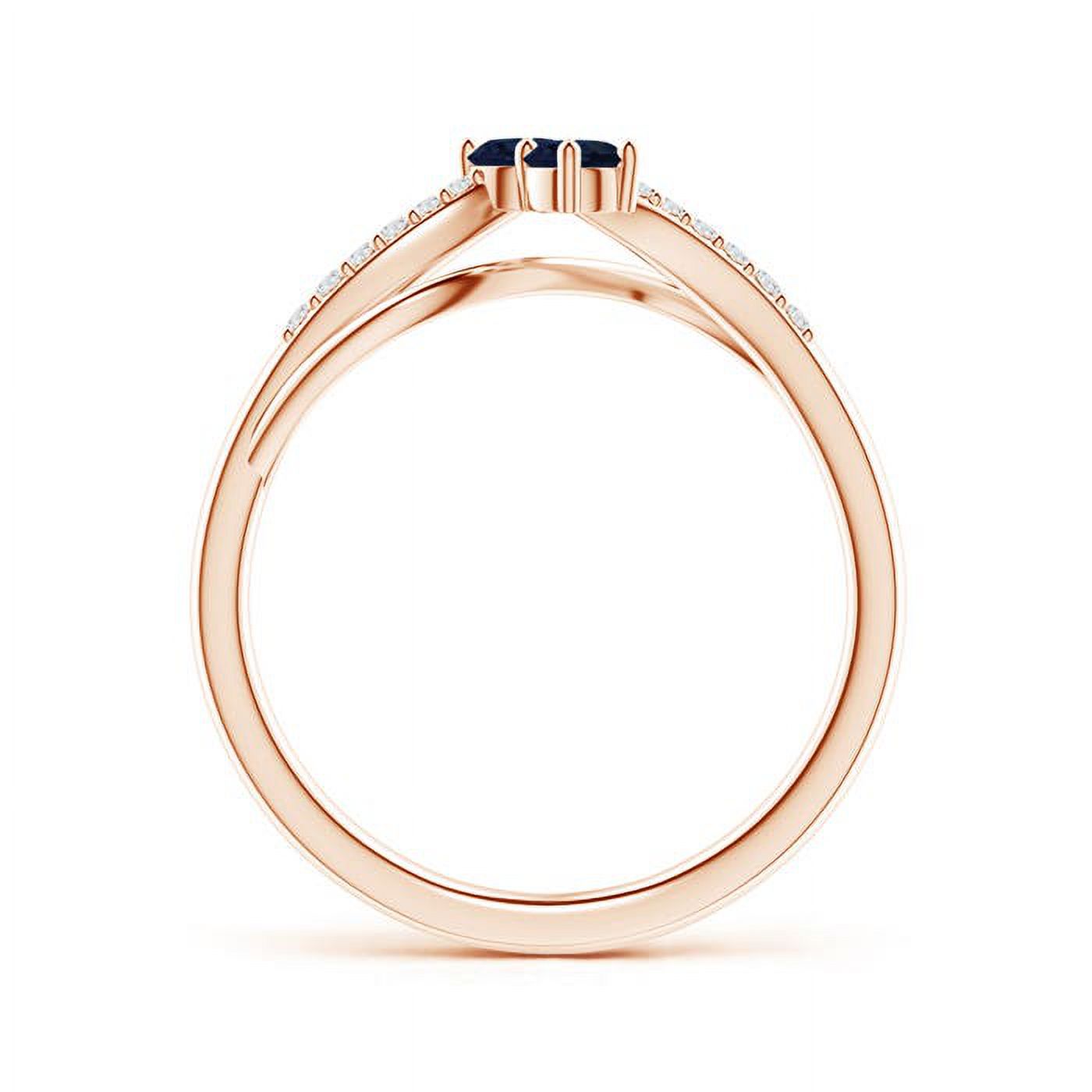 Angara Natural 0.28 Ct. Blue Sapphire with Diamond Side Stone Ring in 14K Rose Gold for Women (Ring Size: 7) - image 2 of 8
