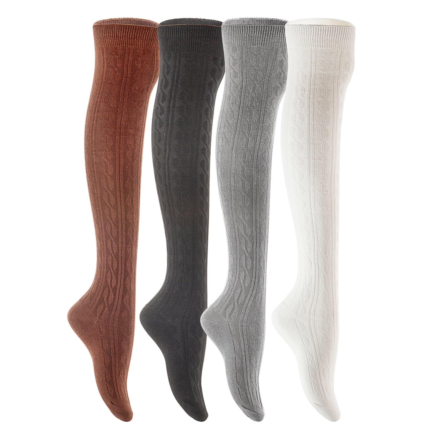 Lian LifeStyle Women's 4 Pairs Knee High Cotton Socks Size 79