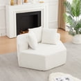 thumbnail image 3 of Leumius Oversized Hexagonal Chaise Lounge Sofa,Chenille Upholstered Boneless Sofa Couch with 3 Pillows for Living Room Bedroom,No Assembly Required,Beige, 3 of 10