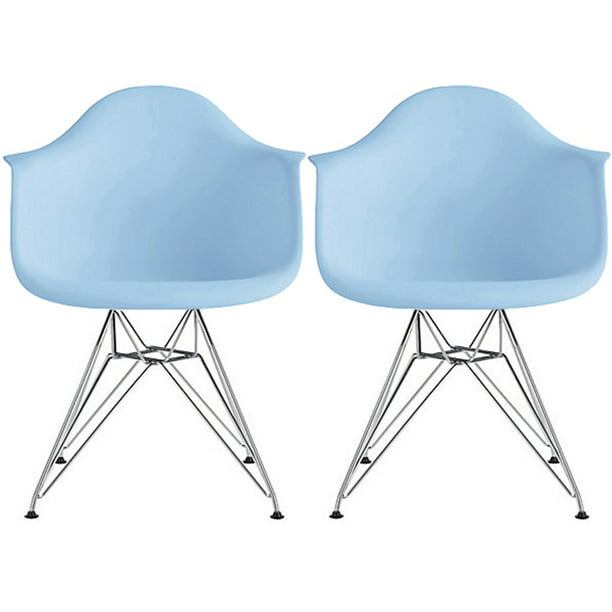 2xhome Set of 2 Blue Mid Century Modern Industrial Plastic Dining ...