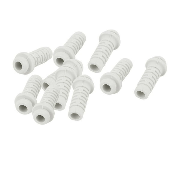 10pcs 5mm Inner Dia Rubber Strain Relief Cord Boot Protector Cable Sleeve White