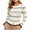 White, variant on QIYAGBSA Womens Striped Knit Cardigan Sweater Button Front Ruffle Trim Round Neck Long Sleeve Casual Fall Winter Top (White S)