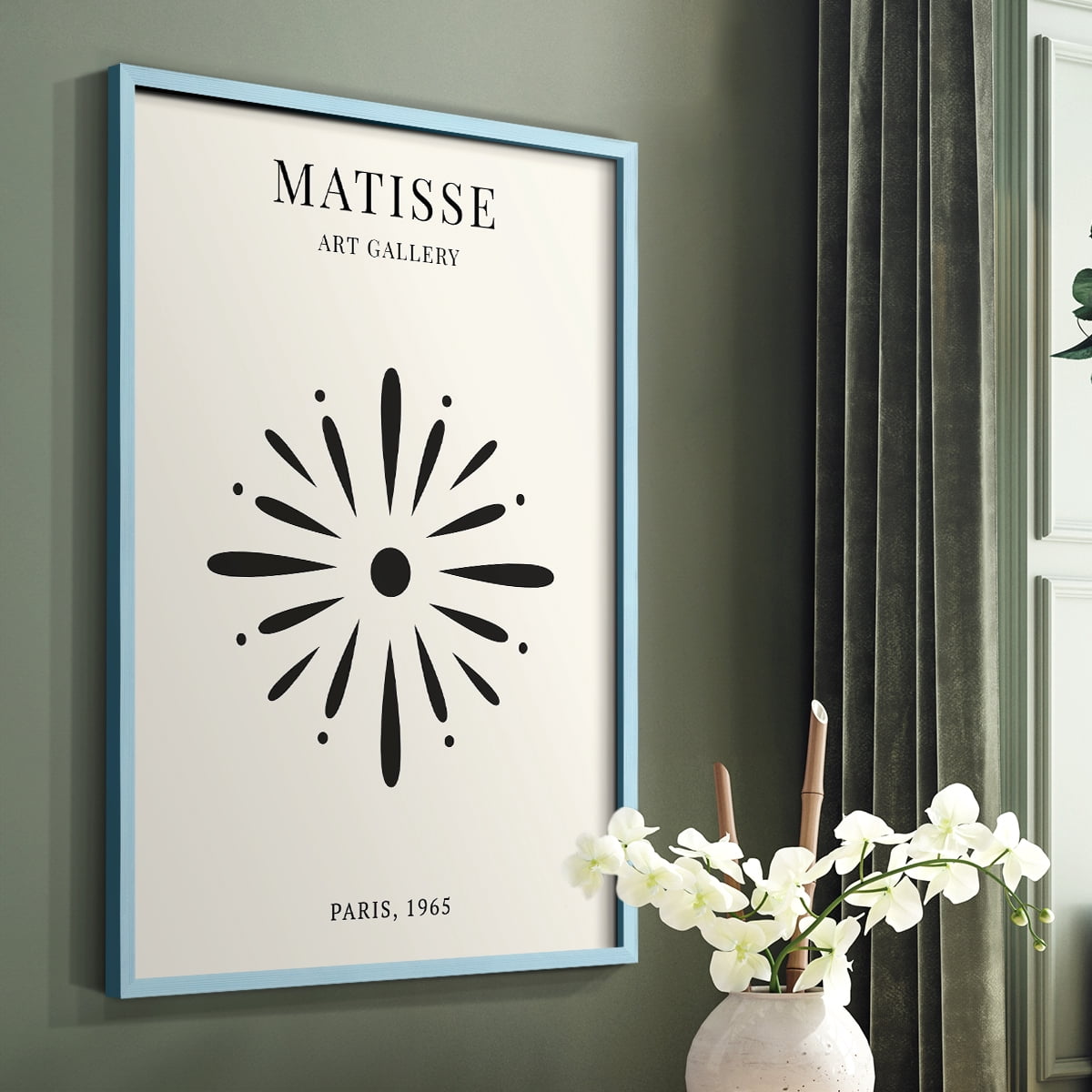 Matisse CXLI Framed Print in Blue Solid Wood 11 x 14 Framed Print