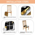 thumbnail image 4 of Black White and Gold Marble Seat Covers for Dining Room Chairs Set Of 6,Stretch Printed Washable Chair Seat Cover with Elastic Ties and Button,Removable Waterproof Couch Cushion Covers, 4 of 6