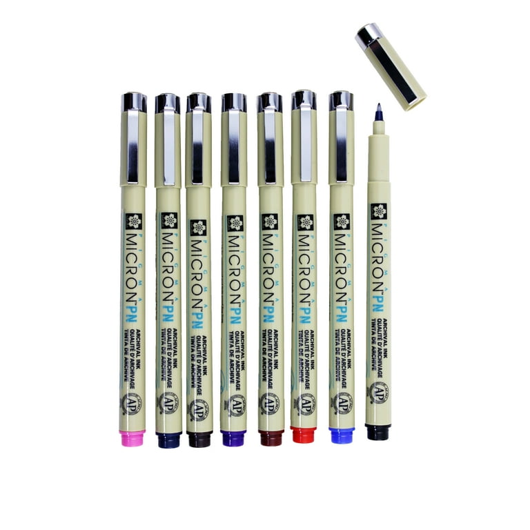 Sakura Pigma Micron PN Pen, Plastic NIB tip, Assorted Colors , 8 piece  (50220) 