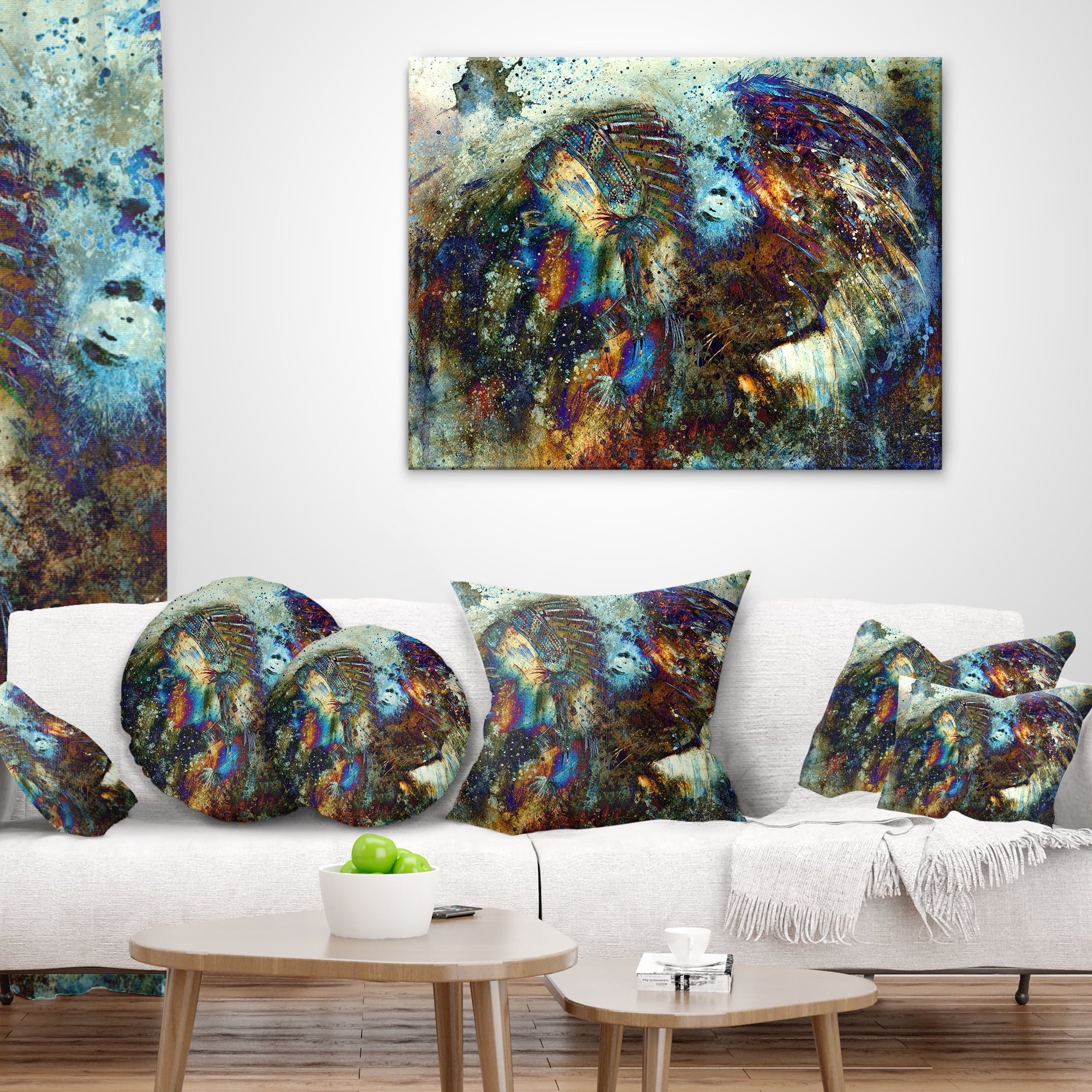 Designart Indian Woman Collage with Lion - Woman Throw Pillow - 16x16