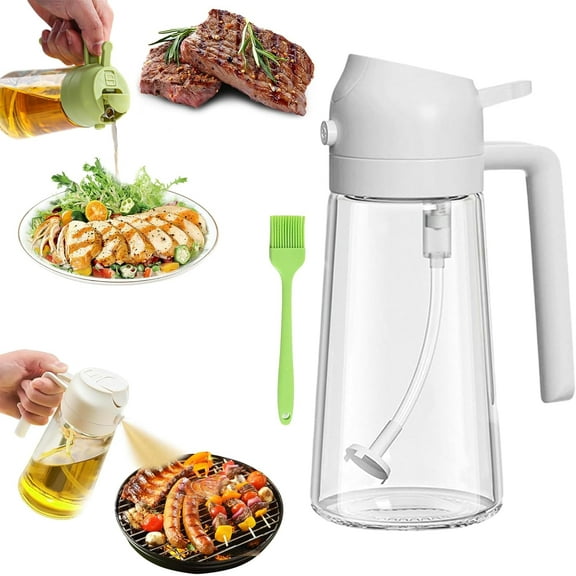 2 in 1 Oil Dispenser and Oil Sprayer,2 In 1 Glass Oil Sprayer & Dispenser, Cooking Oil Container, 16oz,Olive Oil Dispenser Bottle Spray and Pour for Cooking (Yellow)