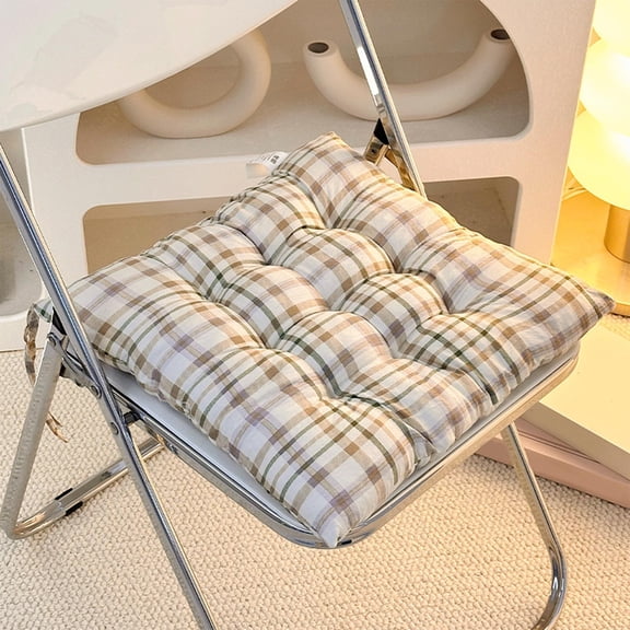 16"x16" Checked Plaid Chair Cushions with Ties for Kitchen Dining Indoor Outdoor Removable Seat Cushion Home Office Decor Seat Chair Pads