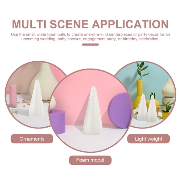 Set of 6 Foam Craft Cones for Projects, Foam Cone Shapes for Handicrafts, Art Supplies and Decorative Uses