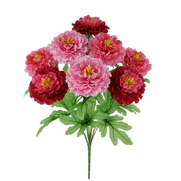 Mainstays 18 inches Indoor Artificial Zinnia Bush, Pink Color.
