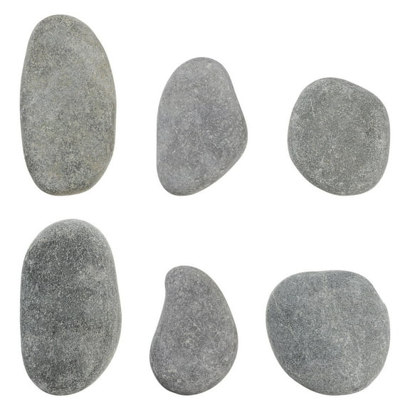 ROMANSENTIAL 6Pcs Small Pebbles for Painting Flat River Rocks for Art Projects