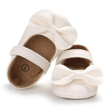 

PROMOTION SALES!Baby Girls Mary Jane Flats Infant Non-Slip Bowknot Prewalkers Soft Sole Leather Newborn Princess Wedding First Walkers 0-18M