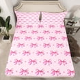 thumbnail image 2 of Manfei Kawaii Bow Tie Bed Sheets,Princess Bowknot Bow King Sheets,Pink Heart Print Sheet Set For Girl Kids,Luxury Bedroom Decor,4pcs, 2 of 7