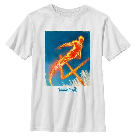 Boys The Fantastic Four: First Steps Human Torch Sky T Shirt