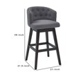 thumbnail image 5 of Benjara 30 Inches Button Tufted Fabric Padded Swivel Barstool, Gray, 5 of 5