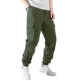 thumbnail image 3 of Mens Cargo Pants Casual Lightweight Elastic Waist Joggers Drawstring Baggy Comfy Workout Hiking Pants Multi Pockets Army Green XL, 3 of 9