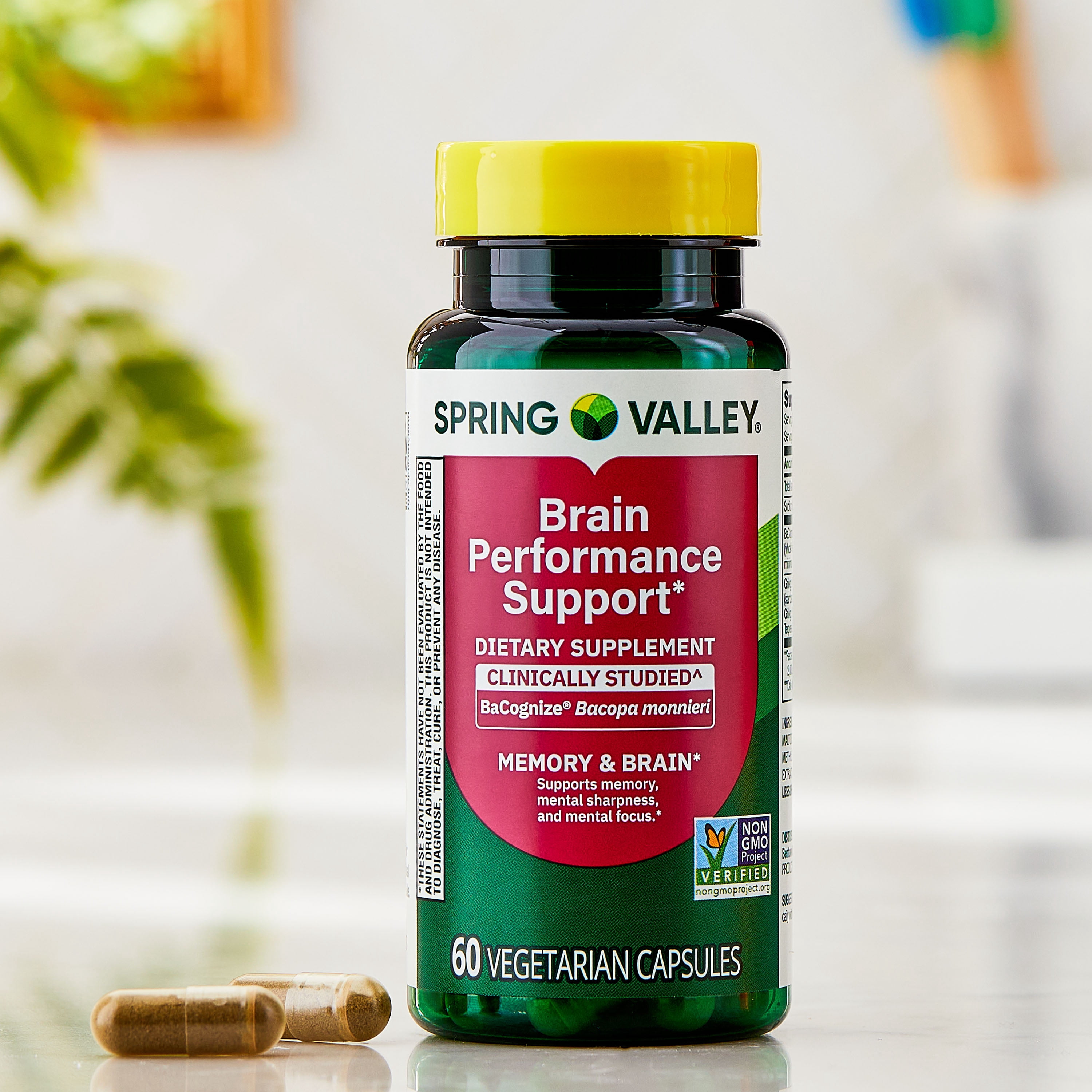 Spring Valley Brain Performance Memory Support Dietary Supplement Vegetarian Capsules, 60 Count