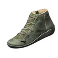 thumbnail image 4 of Women's Low-heeled Ankle Boots-Retro Zipper Dress Boots for Women Casual Lace-Up Non Slip Leather Shoes for Women Winter Womens Boots Clearance, 4 of 5