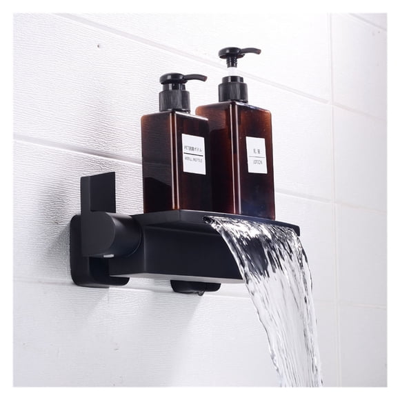 Rose Gold Bathtub Shower Faucet Set Brass Bathtub Faucet Hot & Cold Taps Mixer With Handheld Waterfall Bathtub Tap Black ,Effortless Installation
