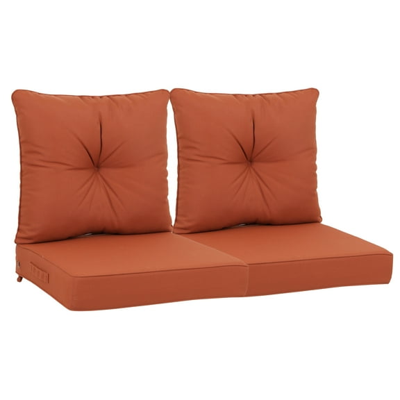 Outdoor Deep Seat Cushions for Patio Chairs & Sofas, Waterproof & UV-Resistant 24x24x4in Set with Reinforced Straps & Machine-Washable Covers, Red